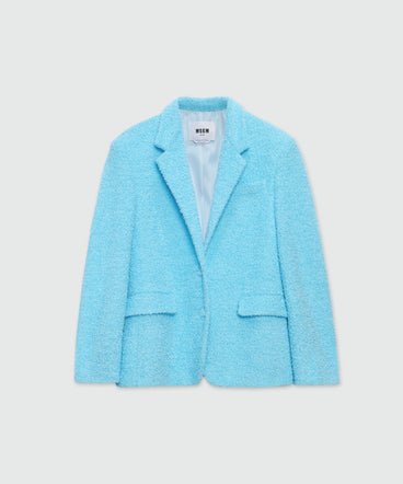 Light blue sponge-effect tweed jacket