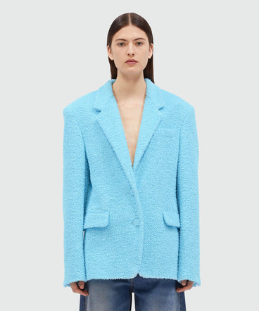 Light blue sponge-effect tweed jacket