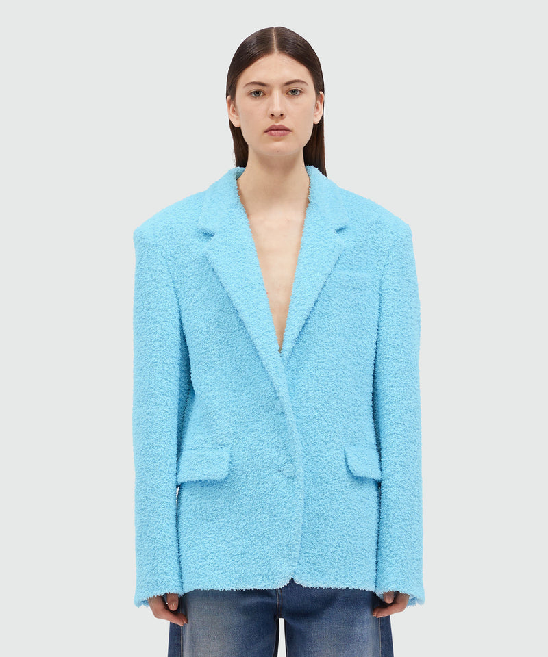 Light blue sponge-effect tweed jacket LIGHT BLUE Women 