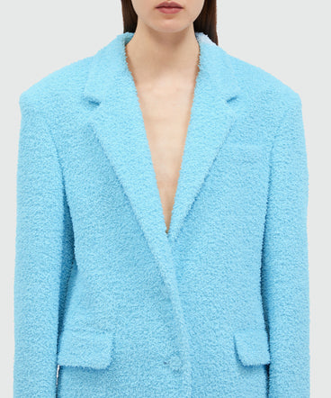 Light blue sponge-effect tweed jacket