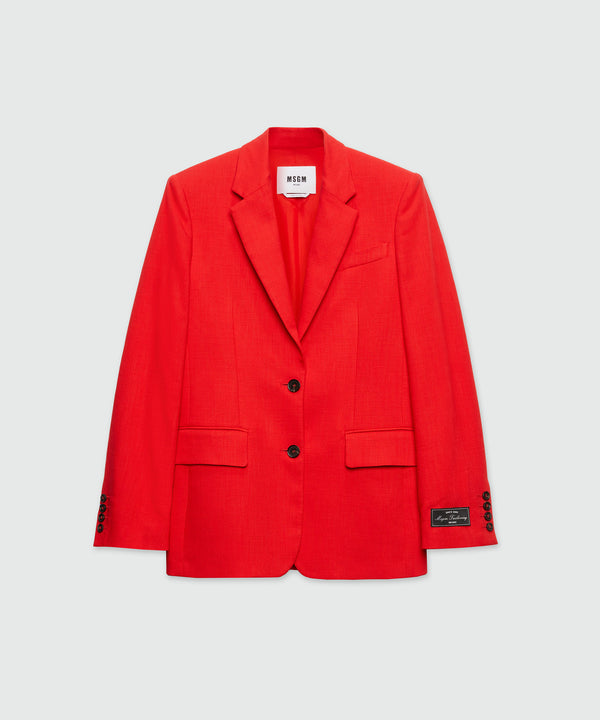 Giacca monopetto in canvas fiammato rosso MSGM Tailoring