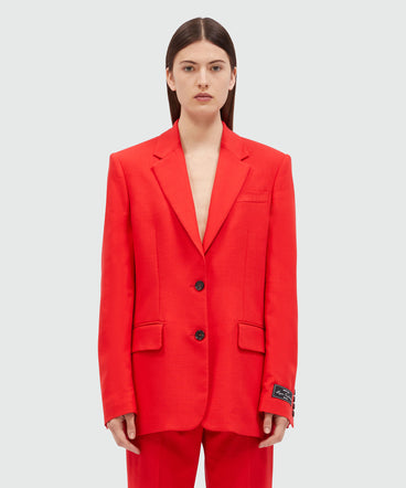 Giacca monopetto in canvas fiammato rosso MSGM Tailoring