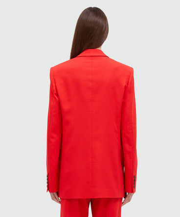 Giacca monopetto in canvas fiammato rosso MSGM Tailoring