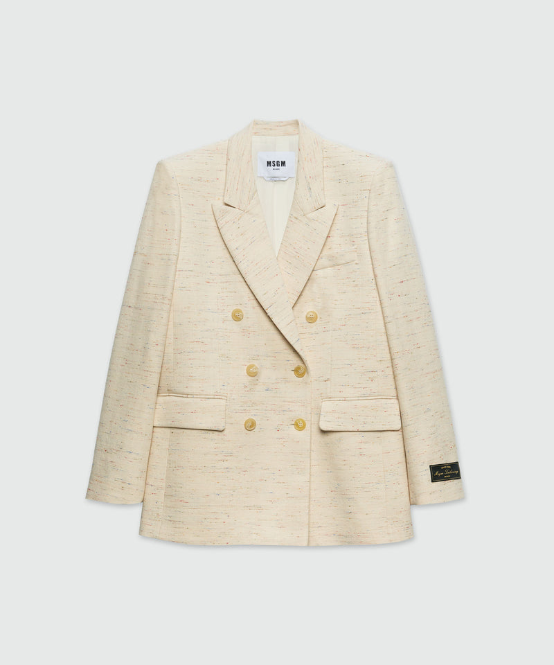 Giacca doppiopetto in fancy gabardine MSGM Tailoring BIANCO SPENTO Donna 