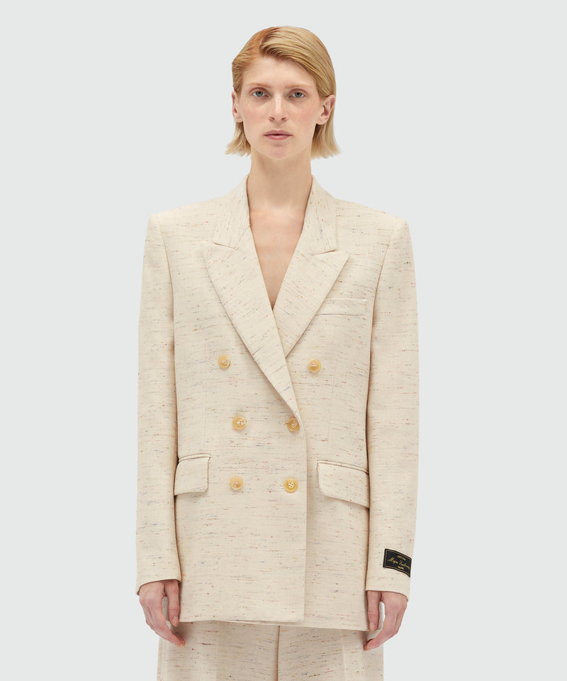 Giacca doppiopetto in fancy gabardine MSGM Tailoring BIANCO SPENTO Donna 