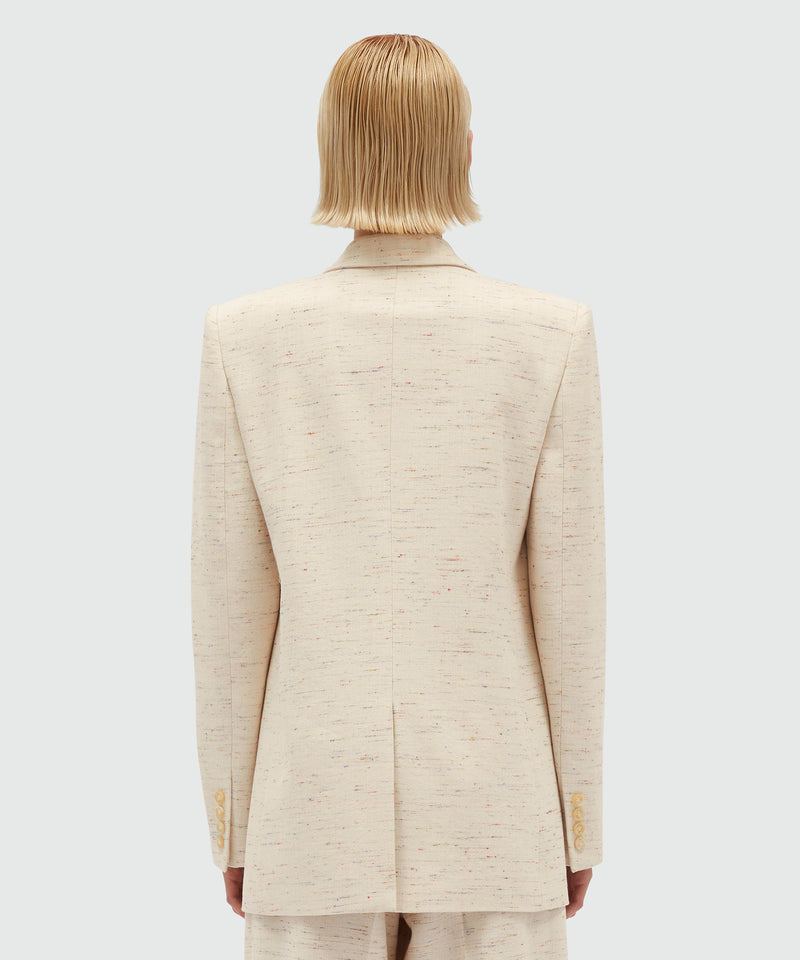 MSGM Tailoring double-breasted jacket in fancy gabardine OFF WHITE Women 