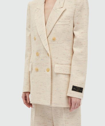 MSGM Tailoring double-breasted jacket in fancy gabardine