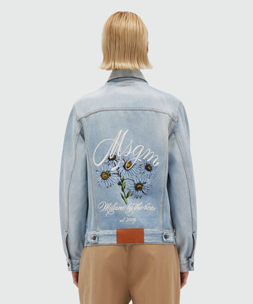 Light blue denim jacket with embroidery