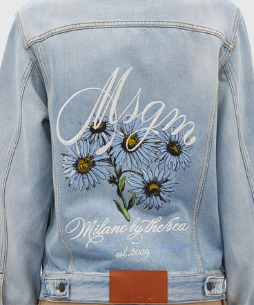 Light blue denim jacket with embroidery