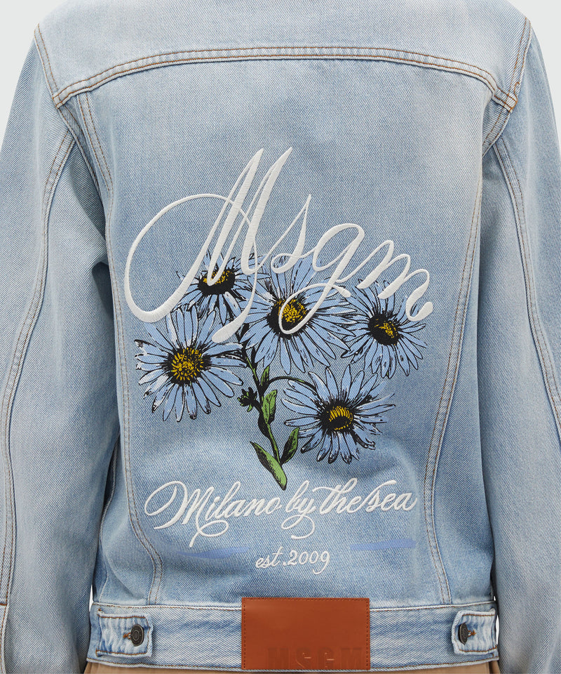 Light blue denim jacket with embroidery BLUE Women 