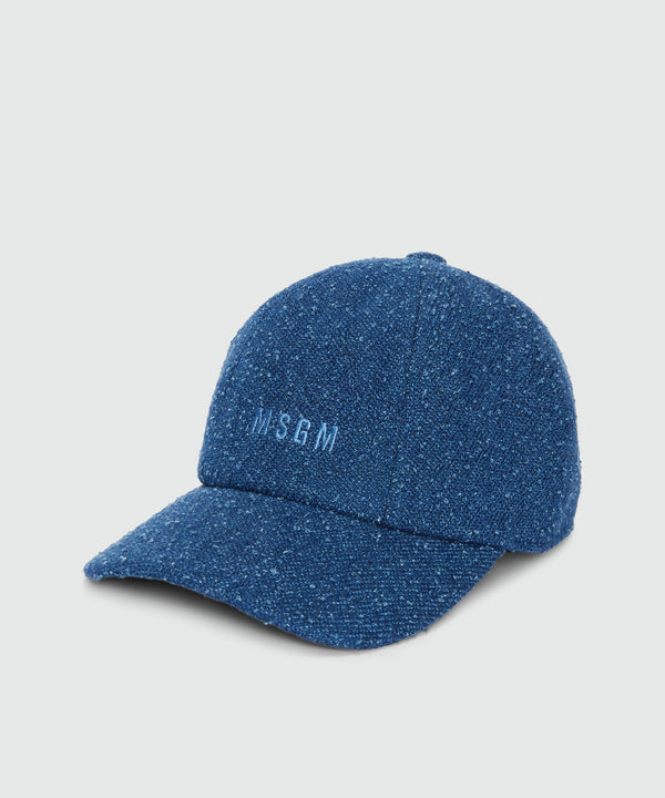 Baseball hat in blue bouclé cotton