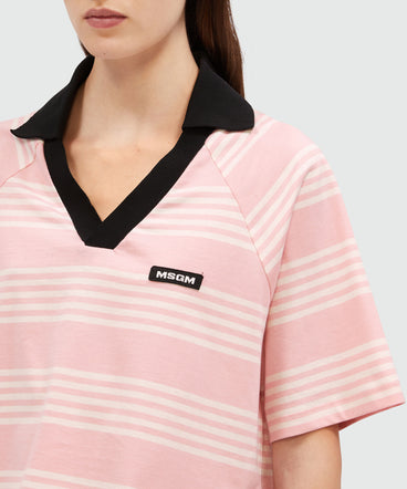 Cropped T-Shirt in striped cotton