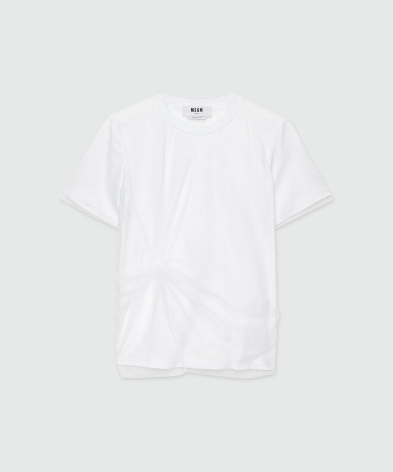 White cotton and tulle T-Shirt WHITE Women 