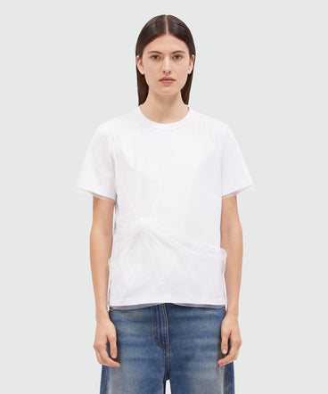 White cotton and tulle T-Shirt