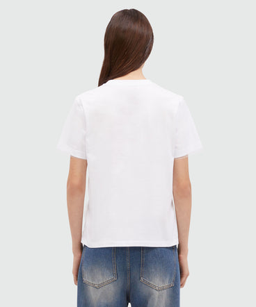 White cotton and tulle T-Shirt