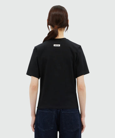 Draped black jersey T-Shirt