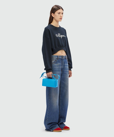 Felpa cropped con logo MSGM in corda