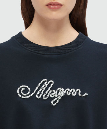 Felpa cropped con logo MSGM in corda