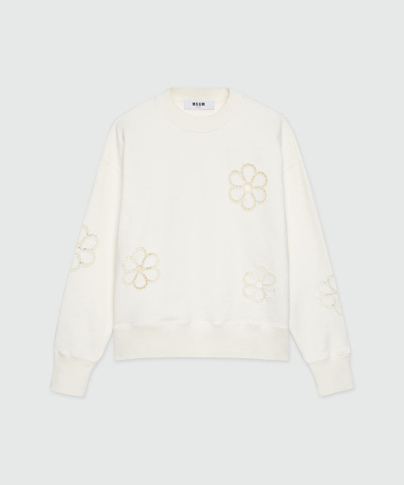 Sweatshirt with floral embroidery OFF WHITE Women 