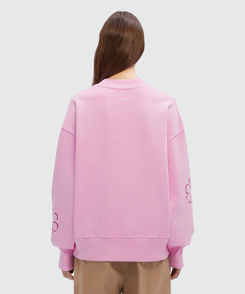 Pink jersey sweatshirt with à jour embroidery PINK Women 