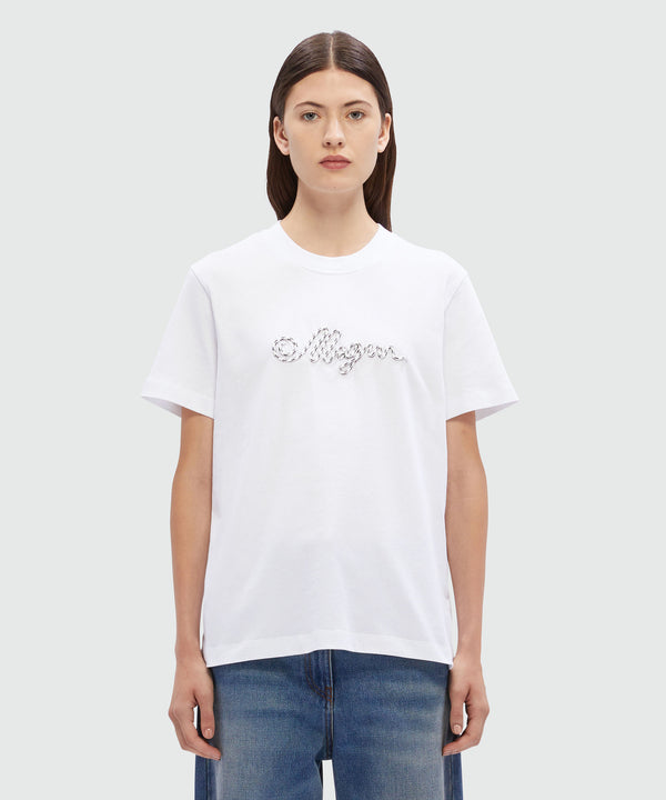 White cotton T-Shirt with rope MSGM logo