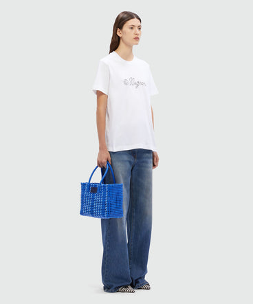 White cotton T-Shirt with rope MSGM logo