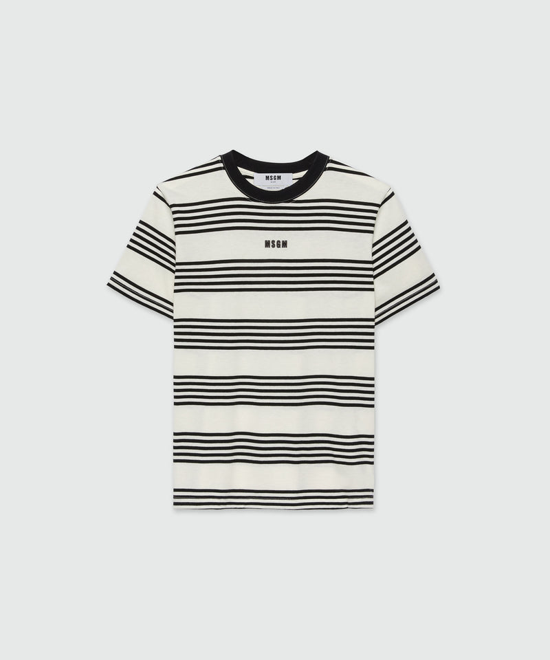 Two-tone striped cotton T-Shirt OFF WHITE Women 