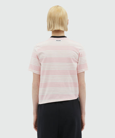 Striped and knotted cotton T-Shirt