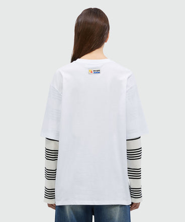 White cotton T-Shirt with MSGM Mermaid Box graphics