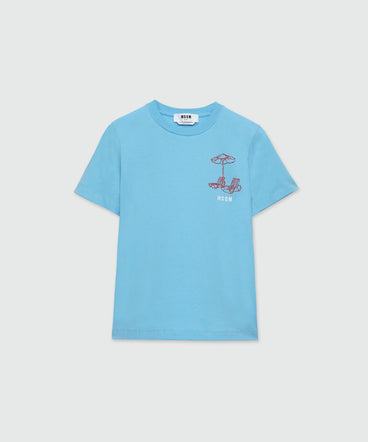 T-Shirt in cotone azzurro con ricamo