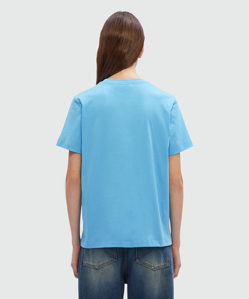 T-Shirt in cotone azzurro con ricamo BLU Donna 