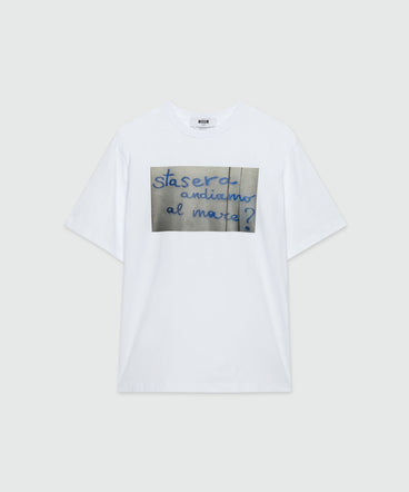 White cotton T-Shirt with MSGM quotes