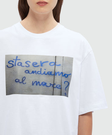 White cotton T-Shirt with MSGM quotes