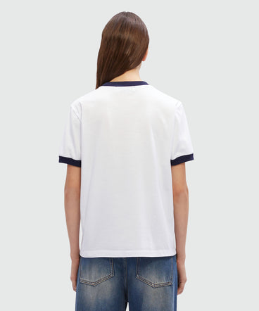 White cotton T-Shirt with MSGM Sailor Kitten print