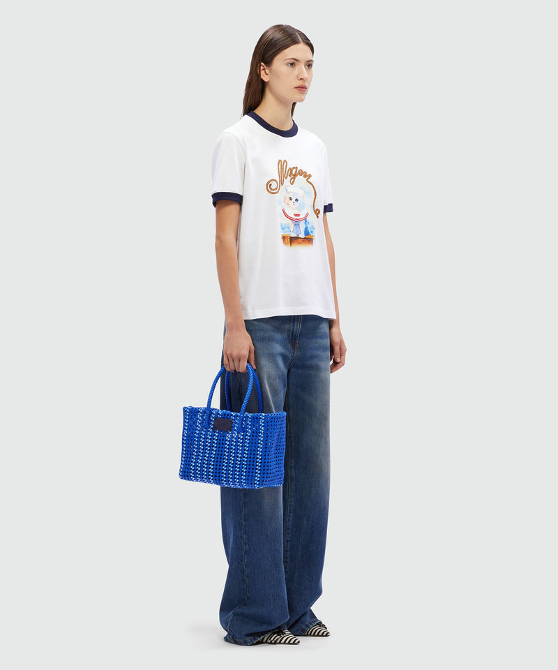 White cotton T-Shirt with MSGM Sailor Kitten print WHITE Women 