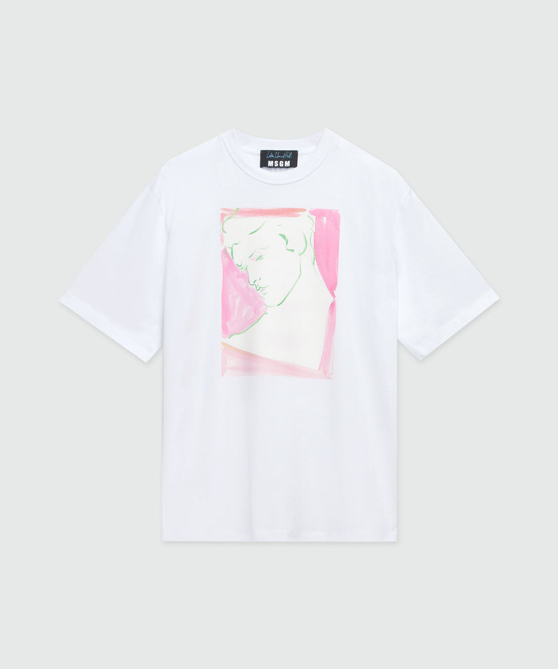 White jersey T-Shirt with Luke Edward Hall x MSGM graphics WHITE Women 