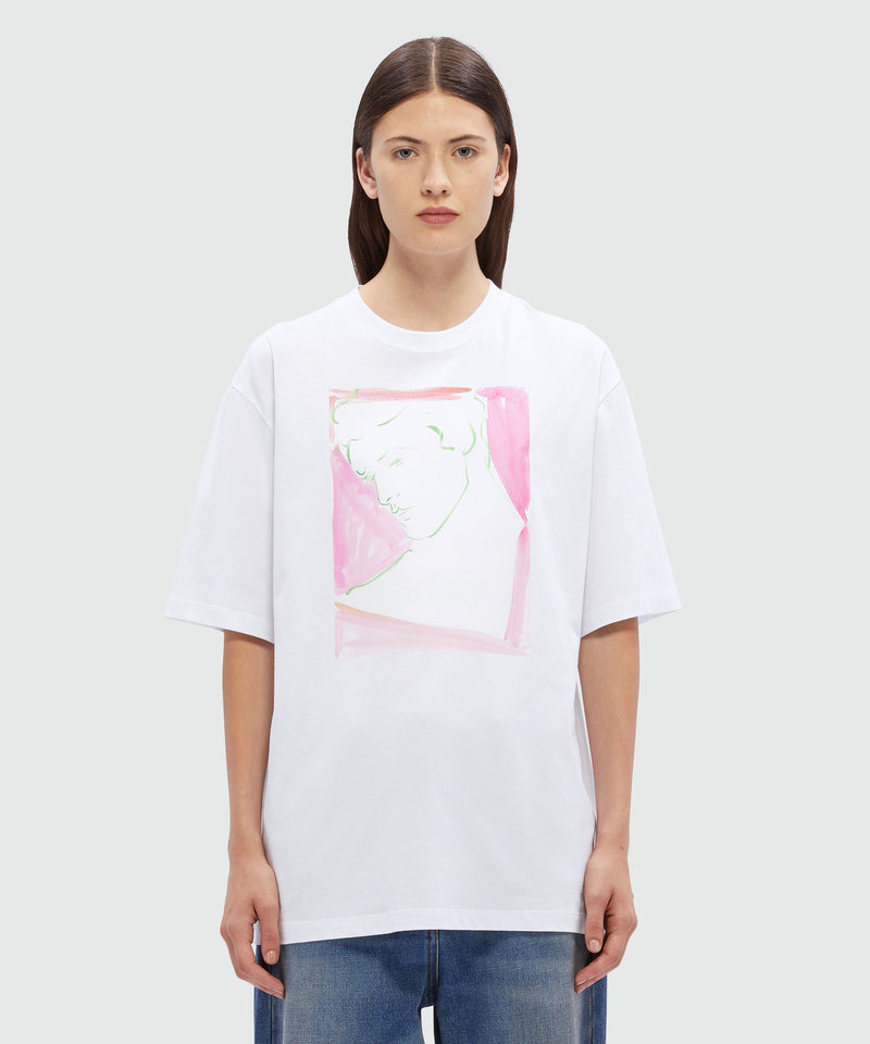 White jersey T-Shirt with Luke Edward Hall x MSGM graphics WHITE Women 