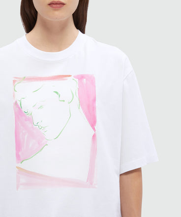 White jersey T-Shirt with Luke Edward Hall x MSGM graphics