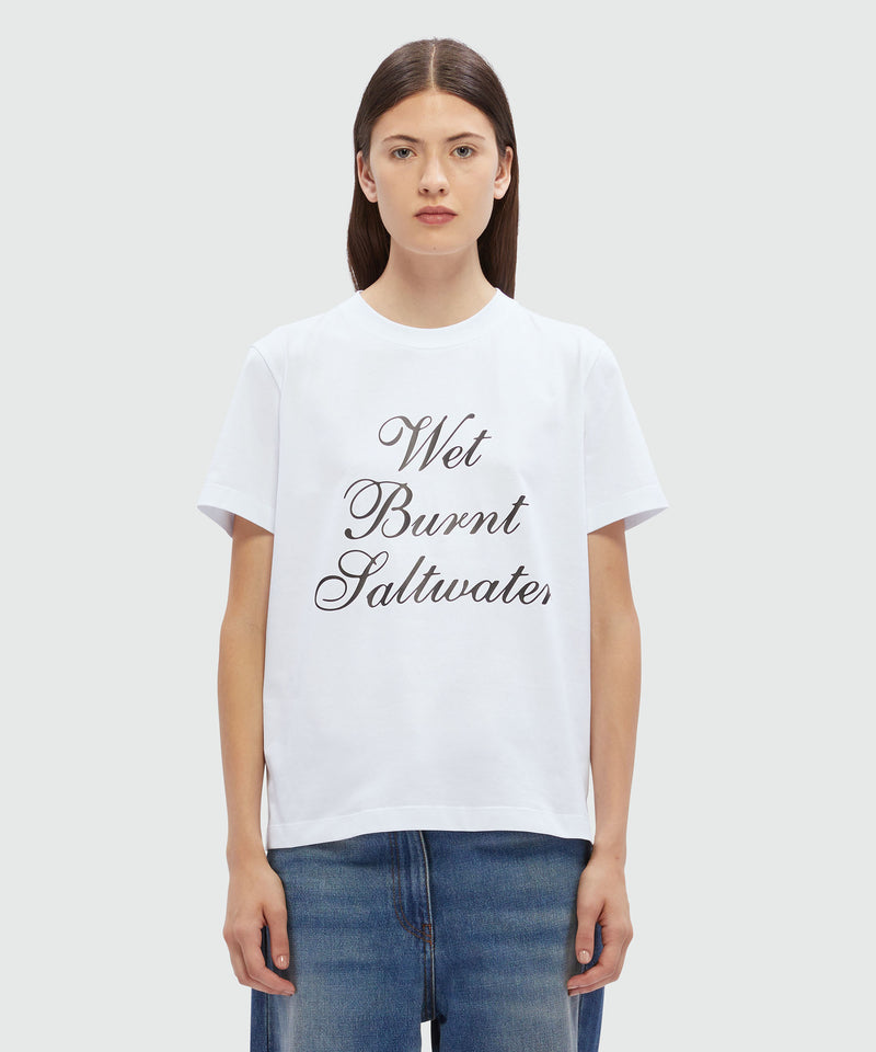 White jersey T-Shirt with MSGM quotes WHITE Women 