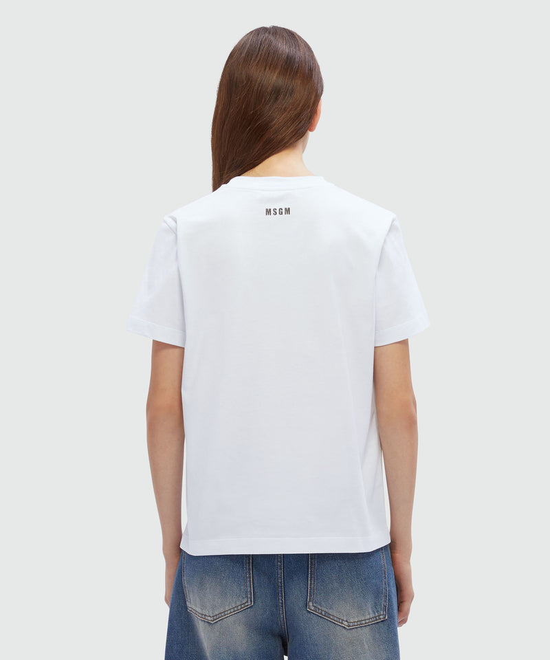 White jersey T-Shirt with MSGM quotes WHITE Women 