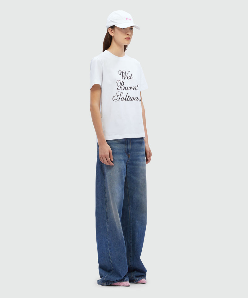 White jersey T-Shirt with MSGM quotes WHITE Women 