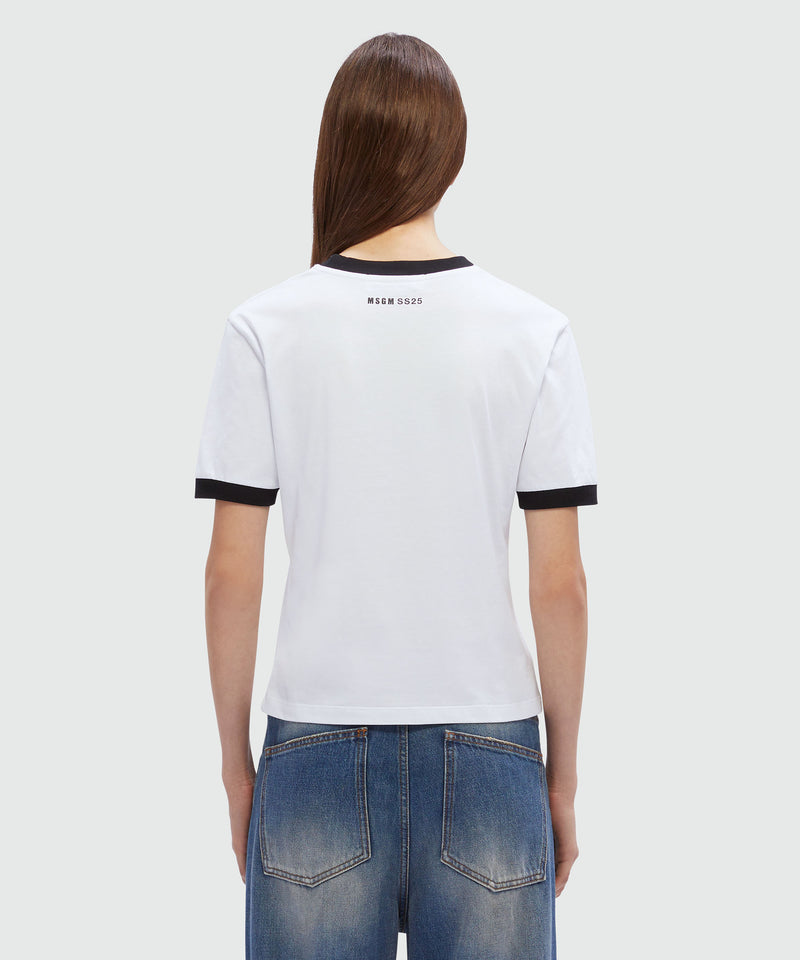 White jersey T-Shirt with MSGM quotes WHITE Women 