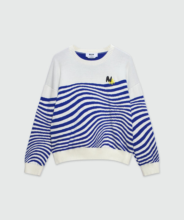 Wave patterned cotton sweater