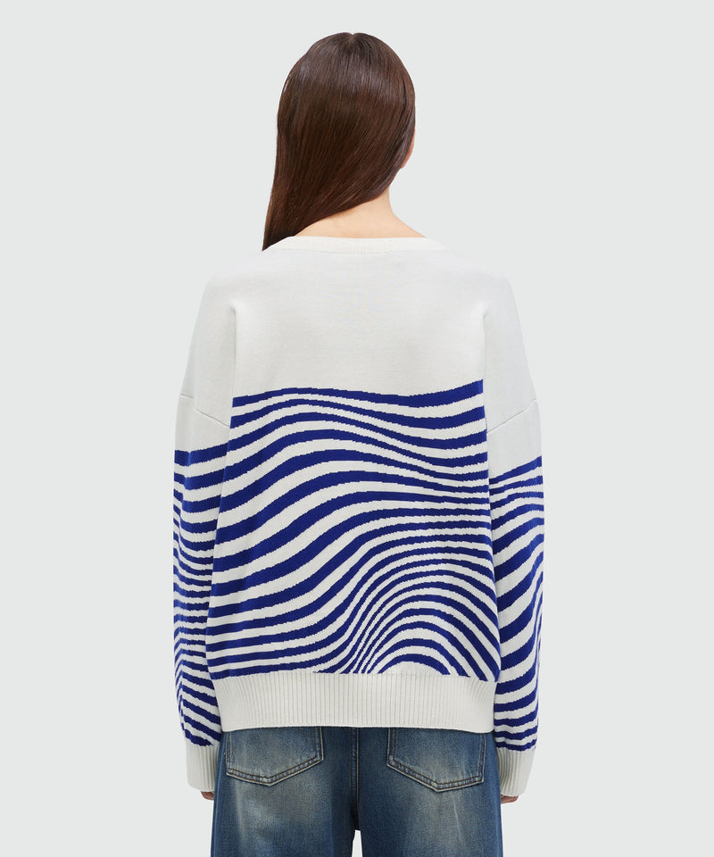 Wave patterned cotton sweater OFF WHITE Women 