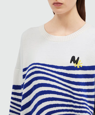 Wave patterned cotton sweater