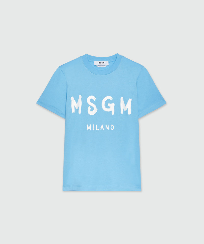 Light blue jersey T-Shirt with brushed logo BLUE Women 