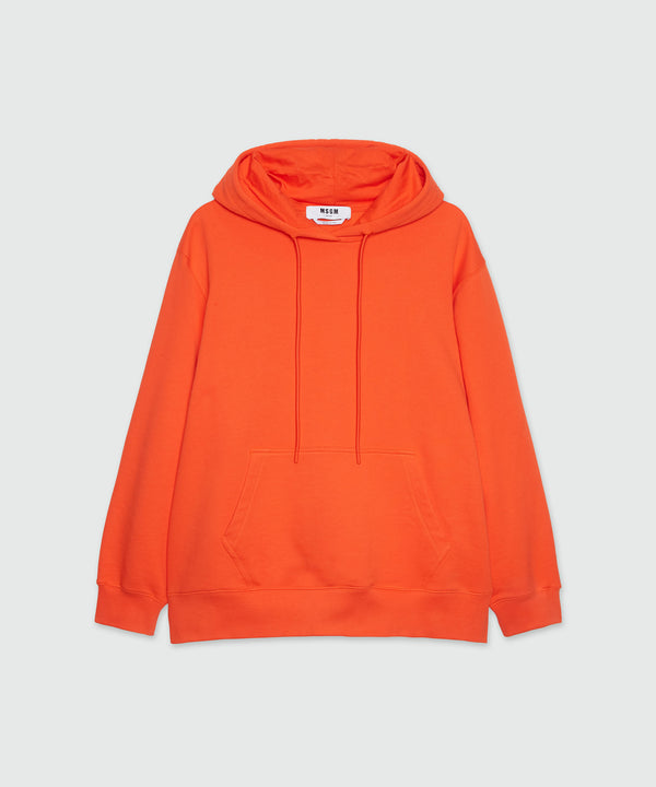 Orange cotton sweatshirt with maxi logo print