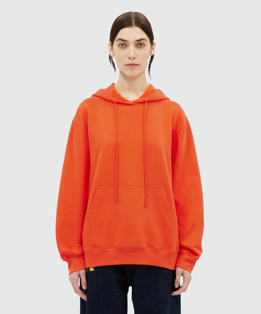 Orange cotton sweatshirt with maxi logo print