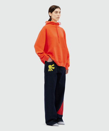 Orange cotton sweatshirt with maxi logo print