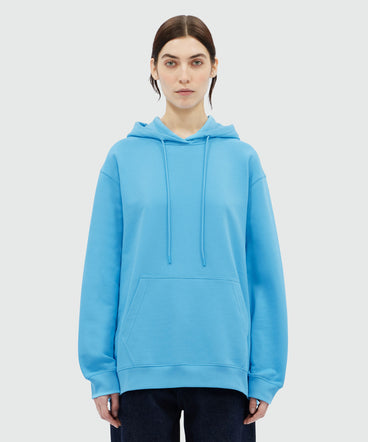 Light blue cotton sweatshirt with maxi logo print